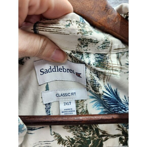 Saddlebred Mens Classic Fit Hawaiian Button-Down Shirt 2XLT Cotton/Spandex Blend - Picture 2 of 4